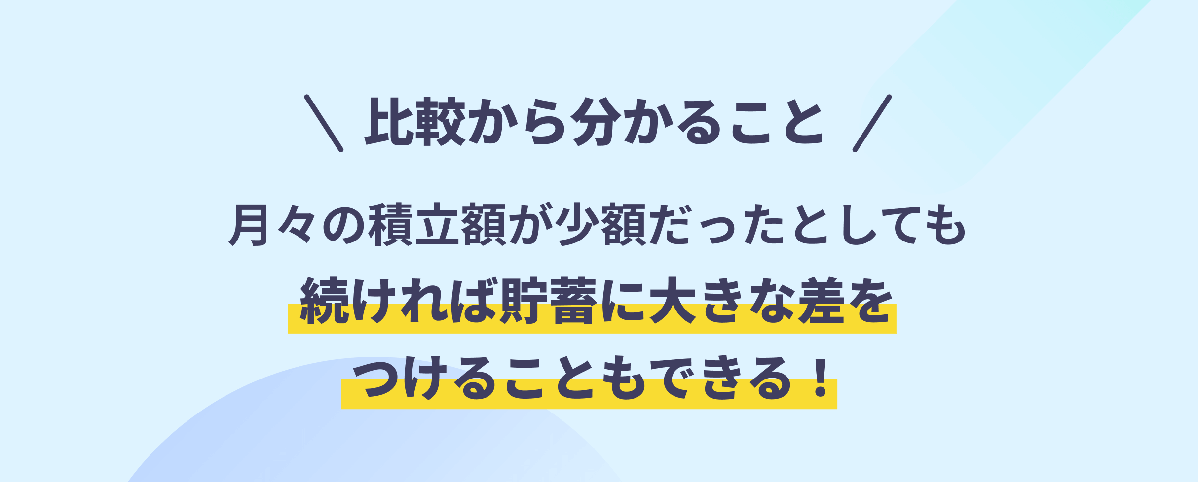 比較から分かること　月々の積立額が少額だったとしても続ければ貯蓄に大きな差をつけることもできる！